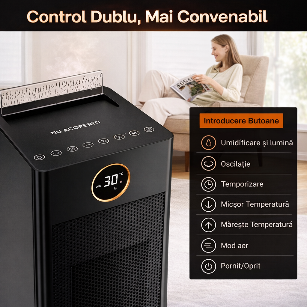 Aerotermă Ceramică PTC cu Control Dublu